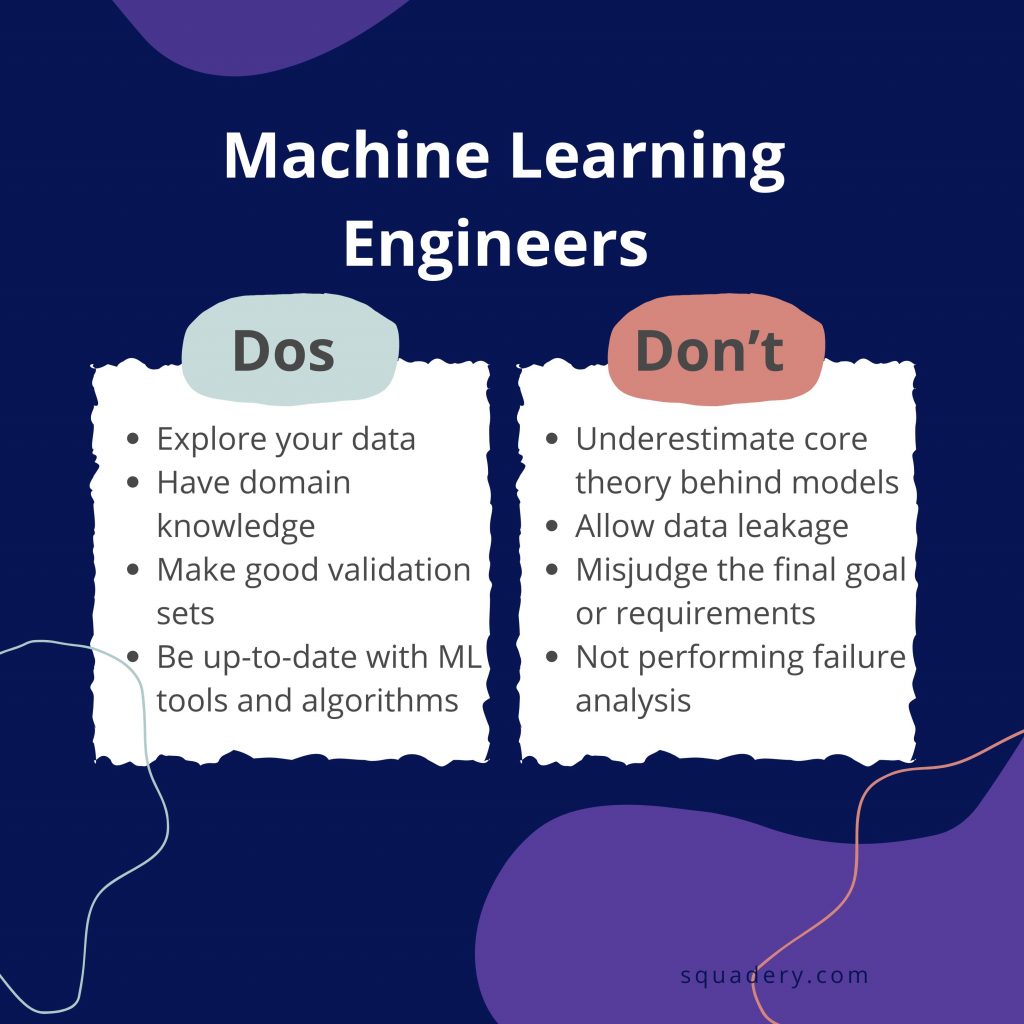 Machine Learning Engineers Dos and Don'ts